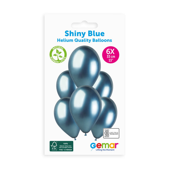 Gemar 13" Shiny Blue #092 GB120 6pcs Round Balloon — Italian store hang-pack original 1200px