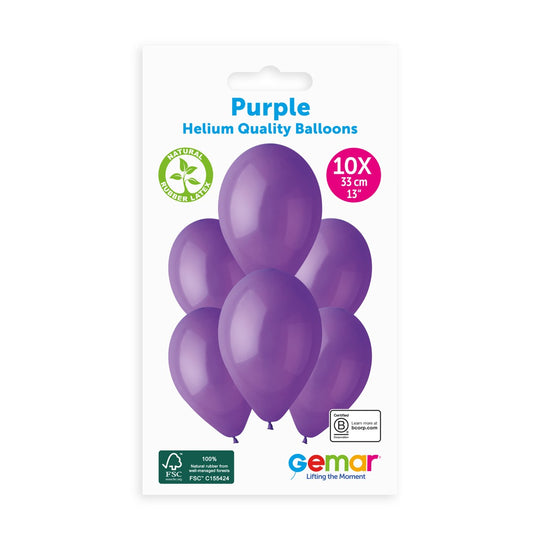 Gemar 13" Purple #008 G120 10pcs Round Balloon — Italian store hang-pack original 1200px