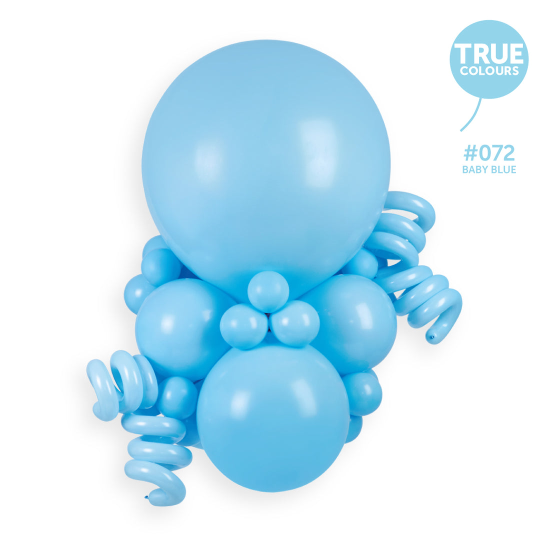 Gemar true colour reference — Gemar 1" Baby Blue #072 D2 100pcs Modelling Balloons