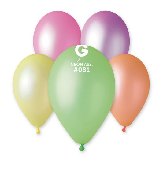 Gemar 13" Neon Assorted #081 GF120 50pcs Round Balloon