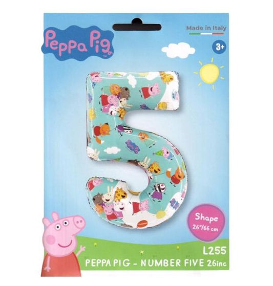 Peppa Pig - Number Five 26" Foil Balloon Packaged