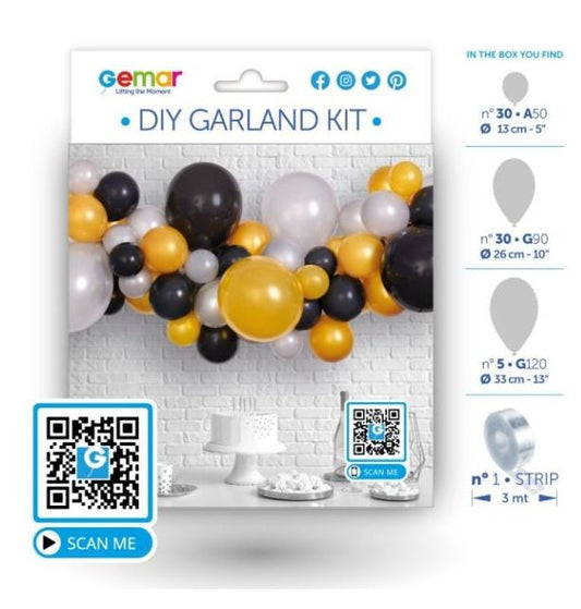 DIY Garland Kit -  Black, Silver & Gold