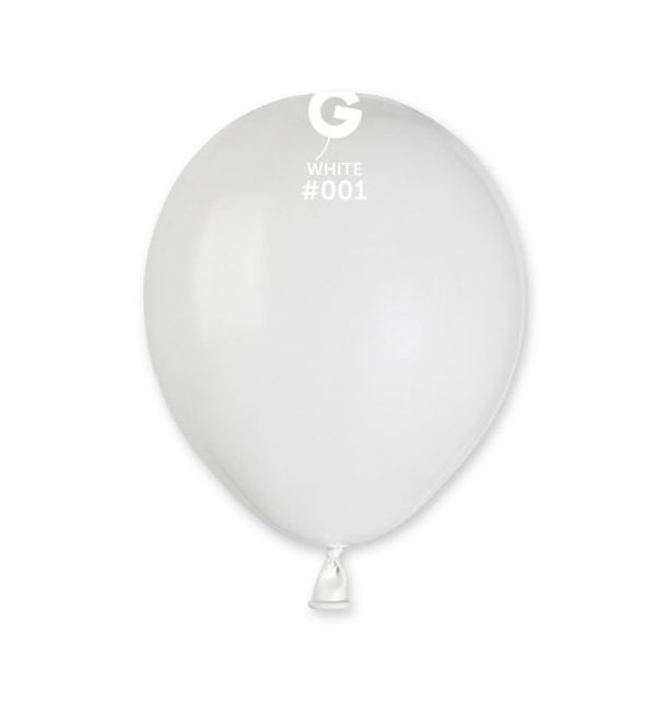 Gemar 5" White #001 A50 50pcs Round Balloon